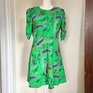 NWT Zara TRF Collection Green Paisley Mini Dress | size Medium |